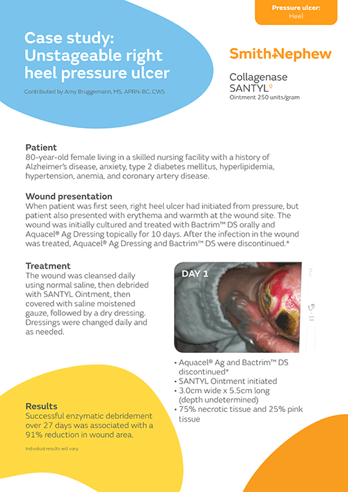 Unstageable right heel pressure ulcer